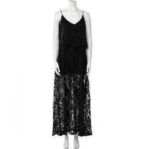 Alexis Black Lace Pattern Long Maxi Dress Size S
